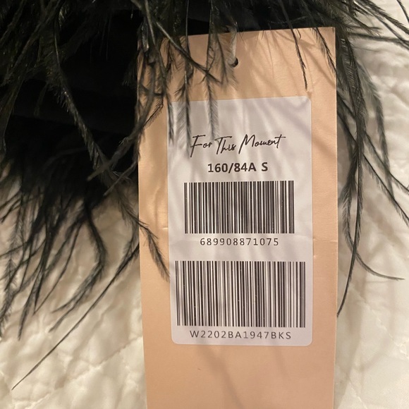 “For This Moment” Black Dress with Faux Feather Trim - Picture 4 of 4